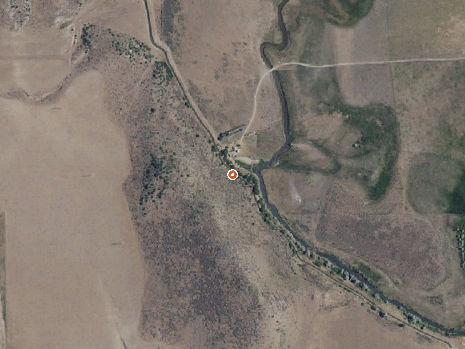 Aerial view of the ground around Woodruff Hot Spring