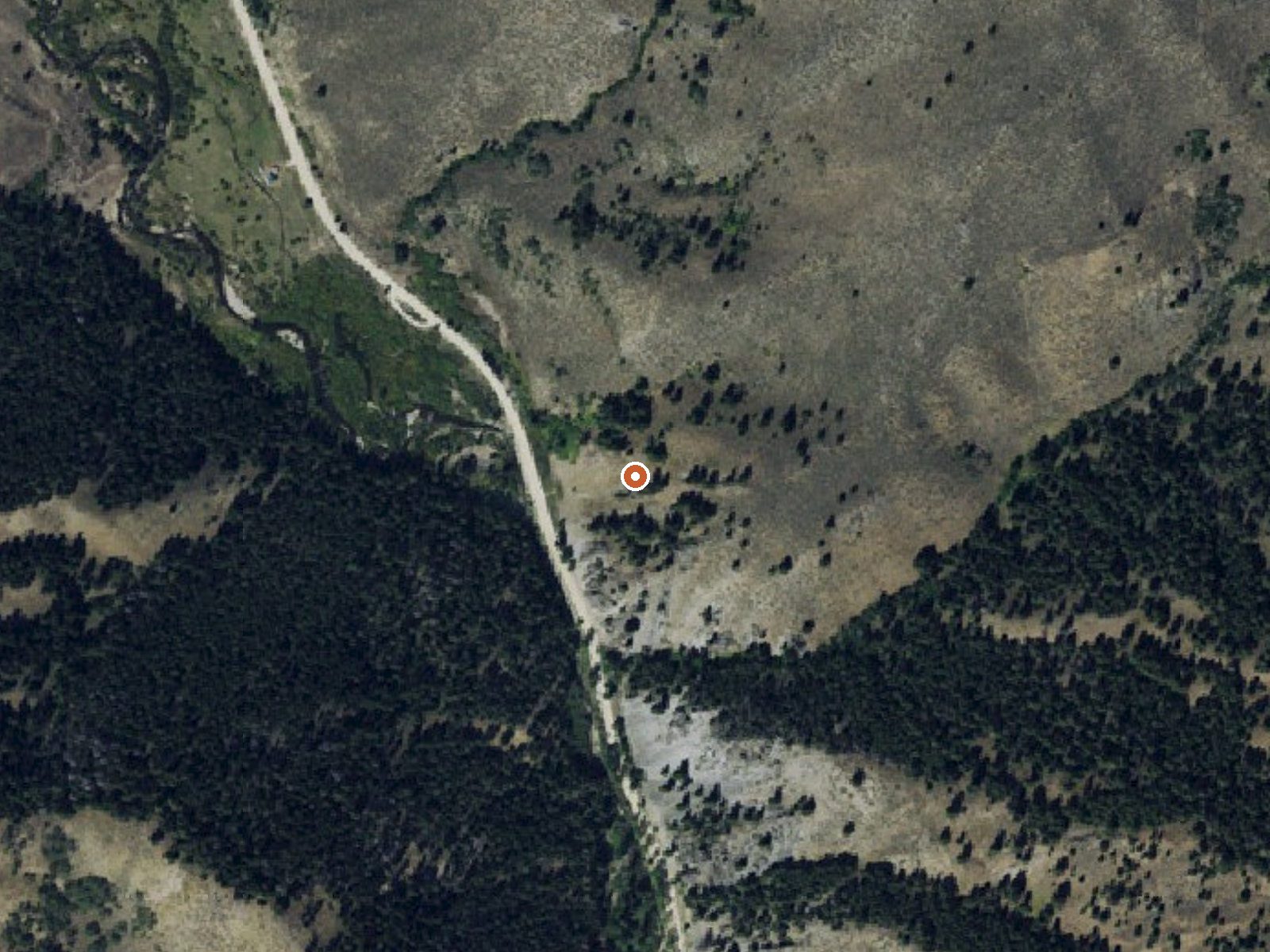 Aerial view of the ground around Preis Hot Spring