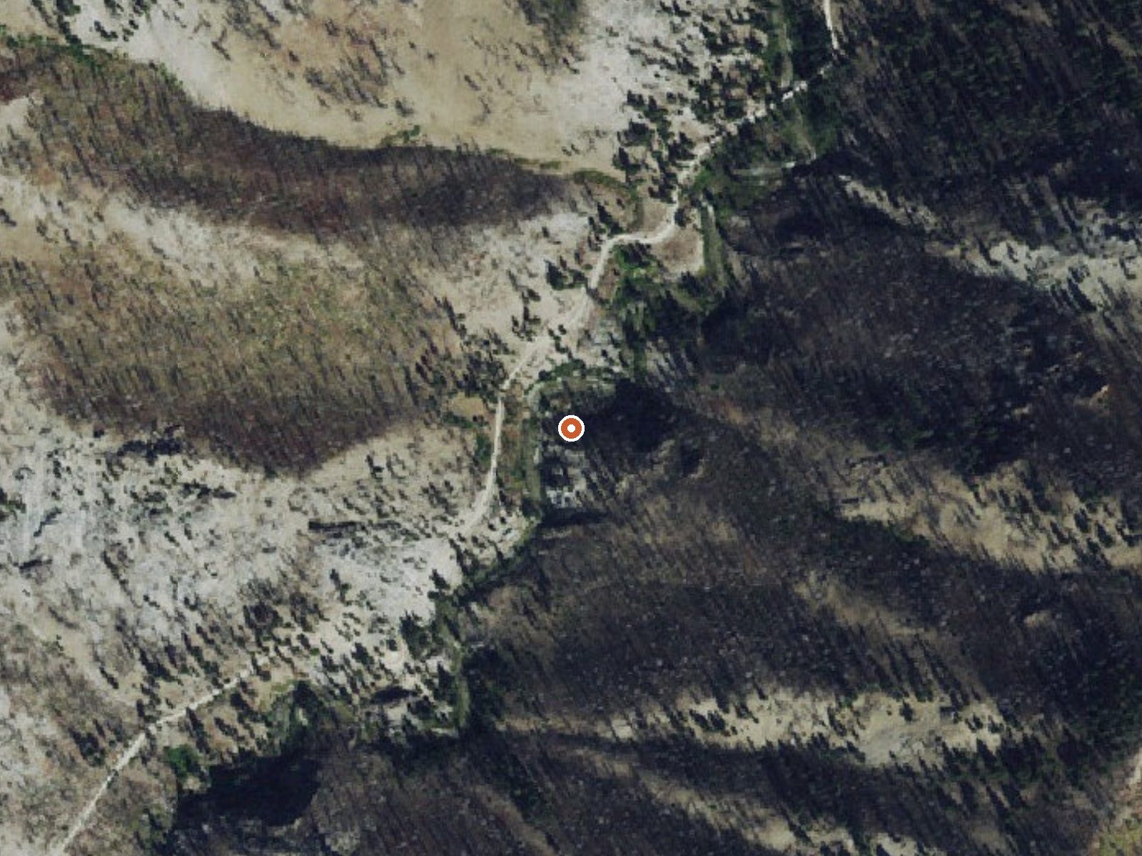 Aerial view of the ground around Queens River Hot Spring