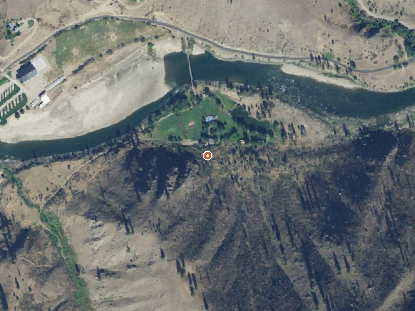 Aerial view of the ground around Riggins Hot Springs