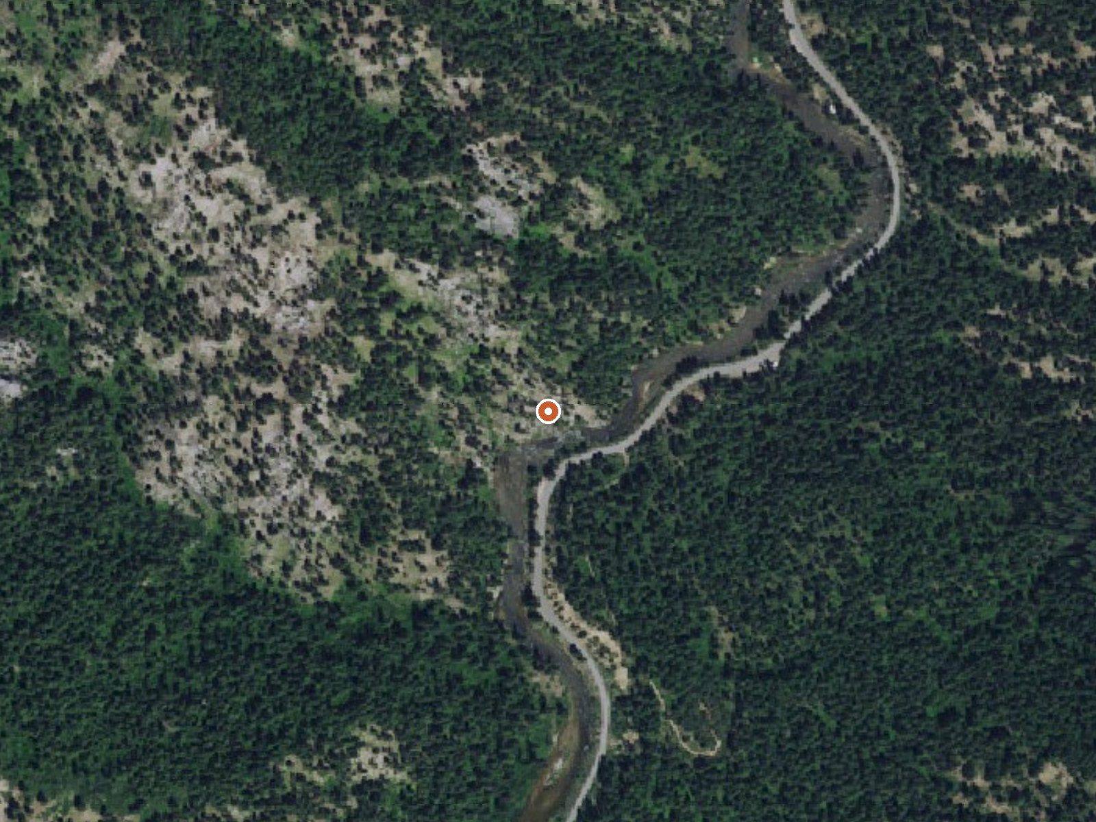 Aerial view of the ground around Rocky Canyon Hot Springs