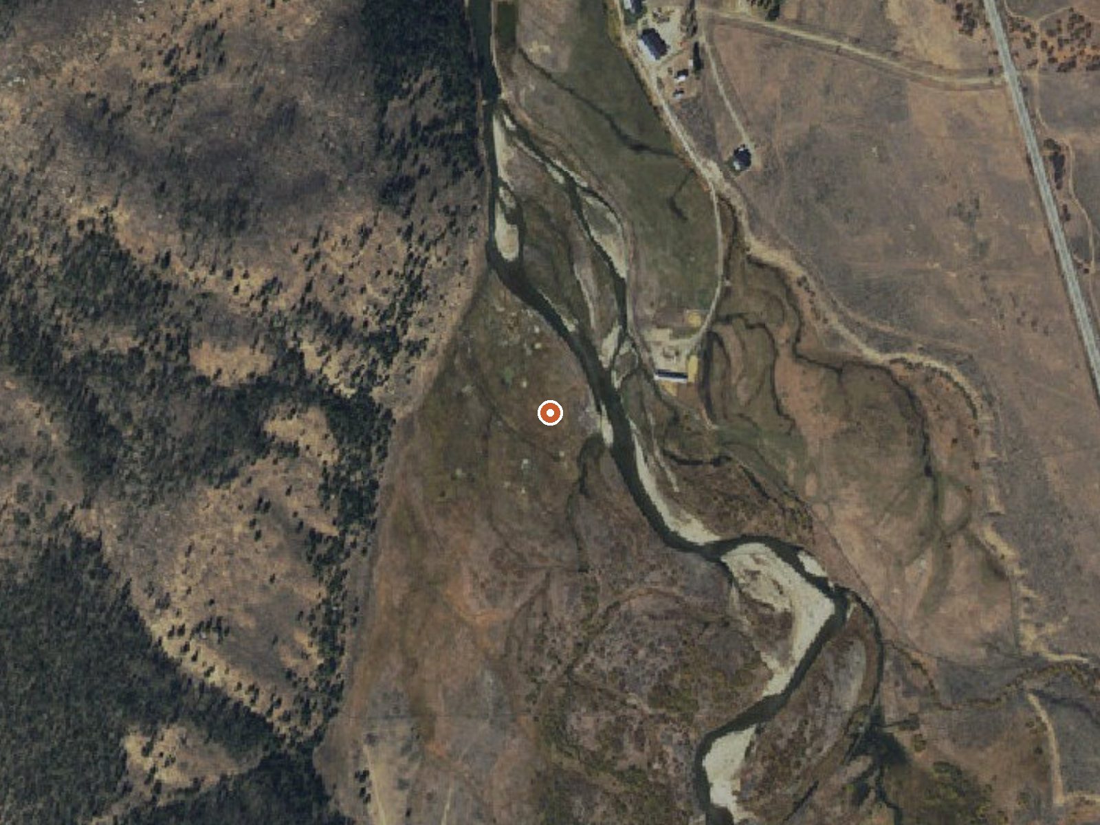 Aerial view of the ground around Rosalys Warm Spring