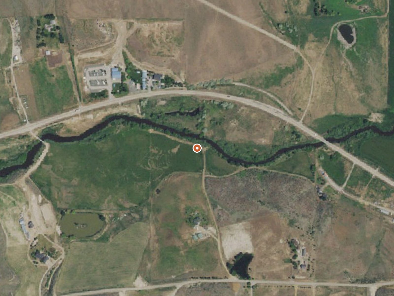 Aerial view of the ground around Roystone Hot Springs