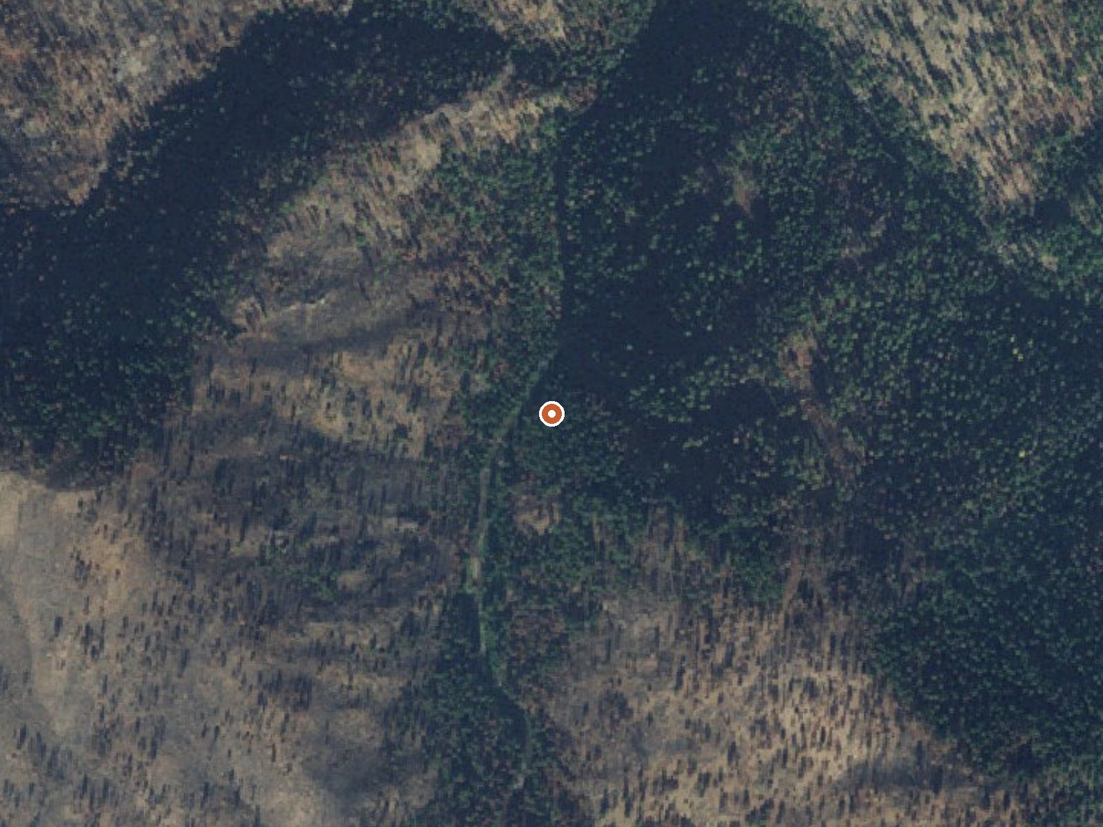 Aerial view of the ground around Running Warm Springs