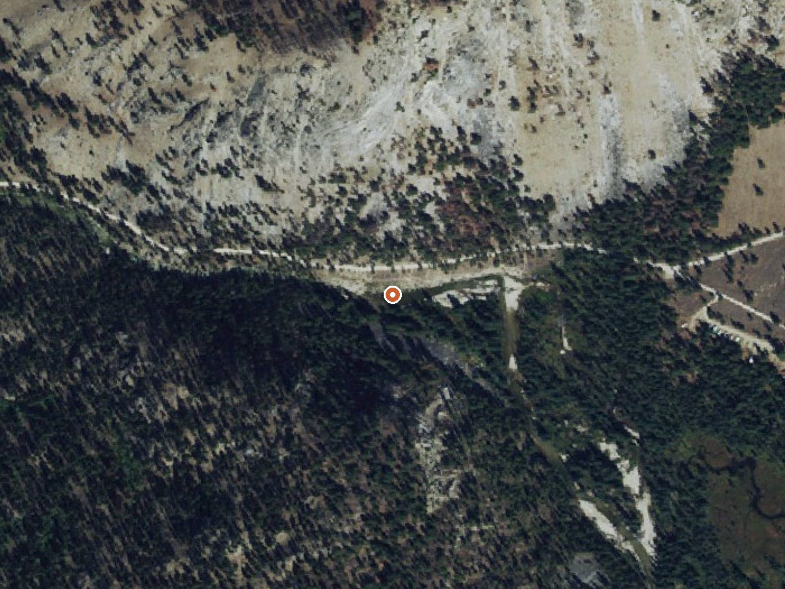 Aerial view of the ground around Sacajawea Hot Springs