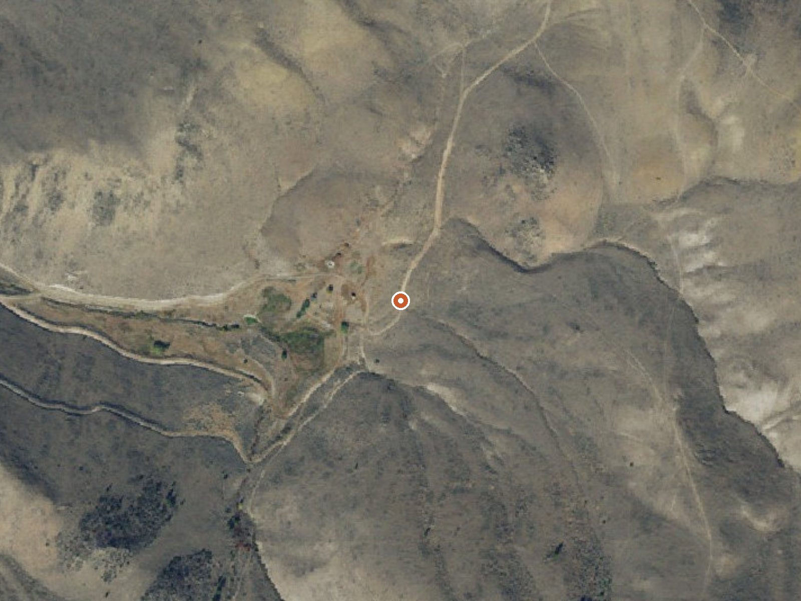 Aerial view of the ground around Salmon Hot Spring