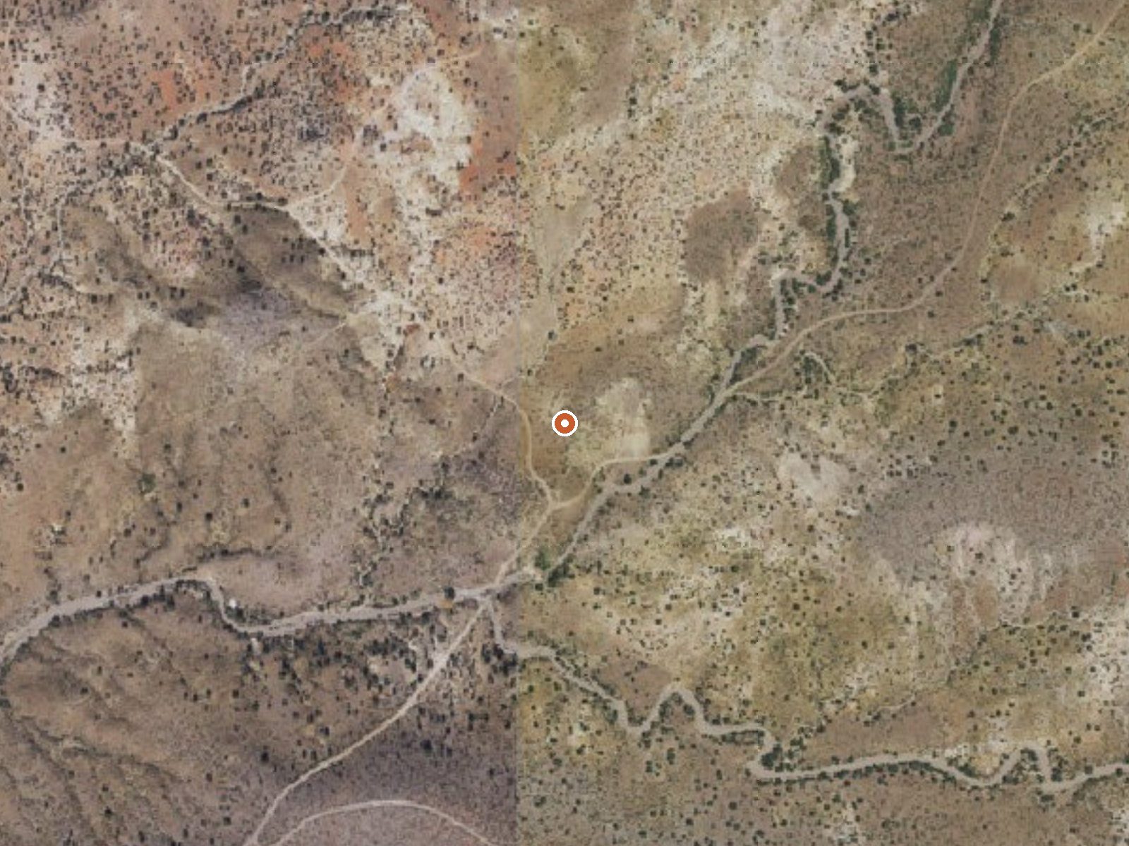 Aerial view of the ground around Goat Camp Spring