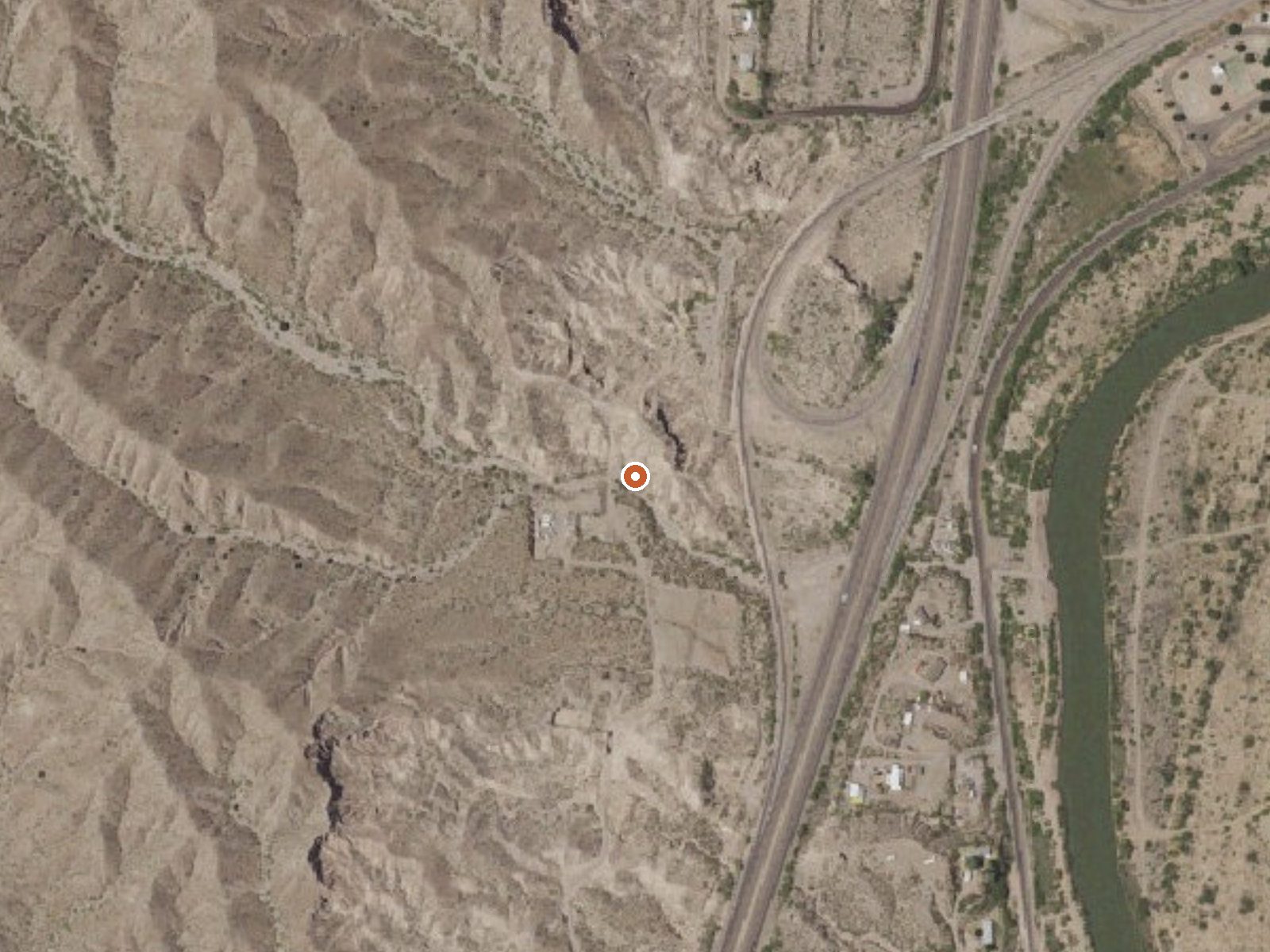 Aerial view of the ground around Hot Springs Artesian Basin