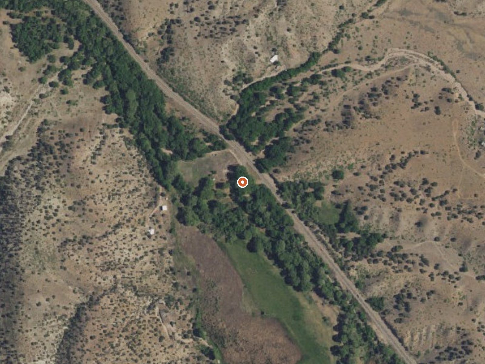 Aerial view of the ground around Mangas Springs