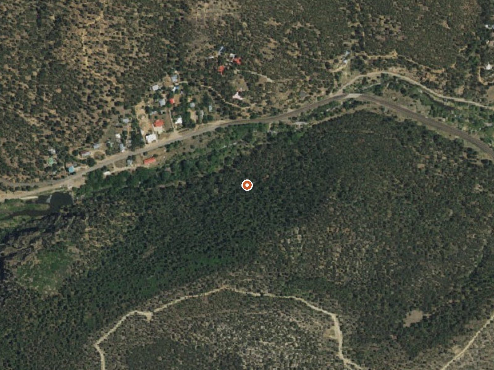 Aerial view of the ground around Montezuma  Hot Springs