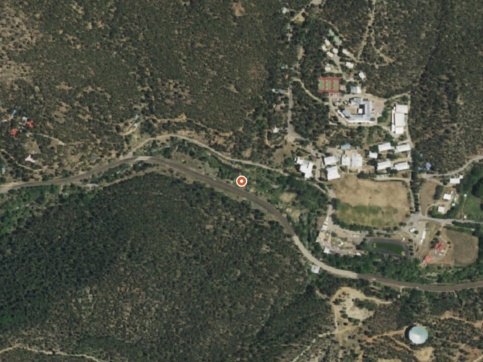 Aerial view of the ground around Montezuma Hot Springs