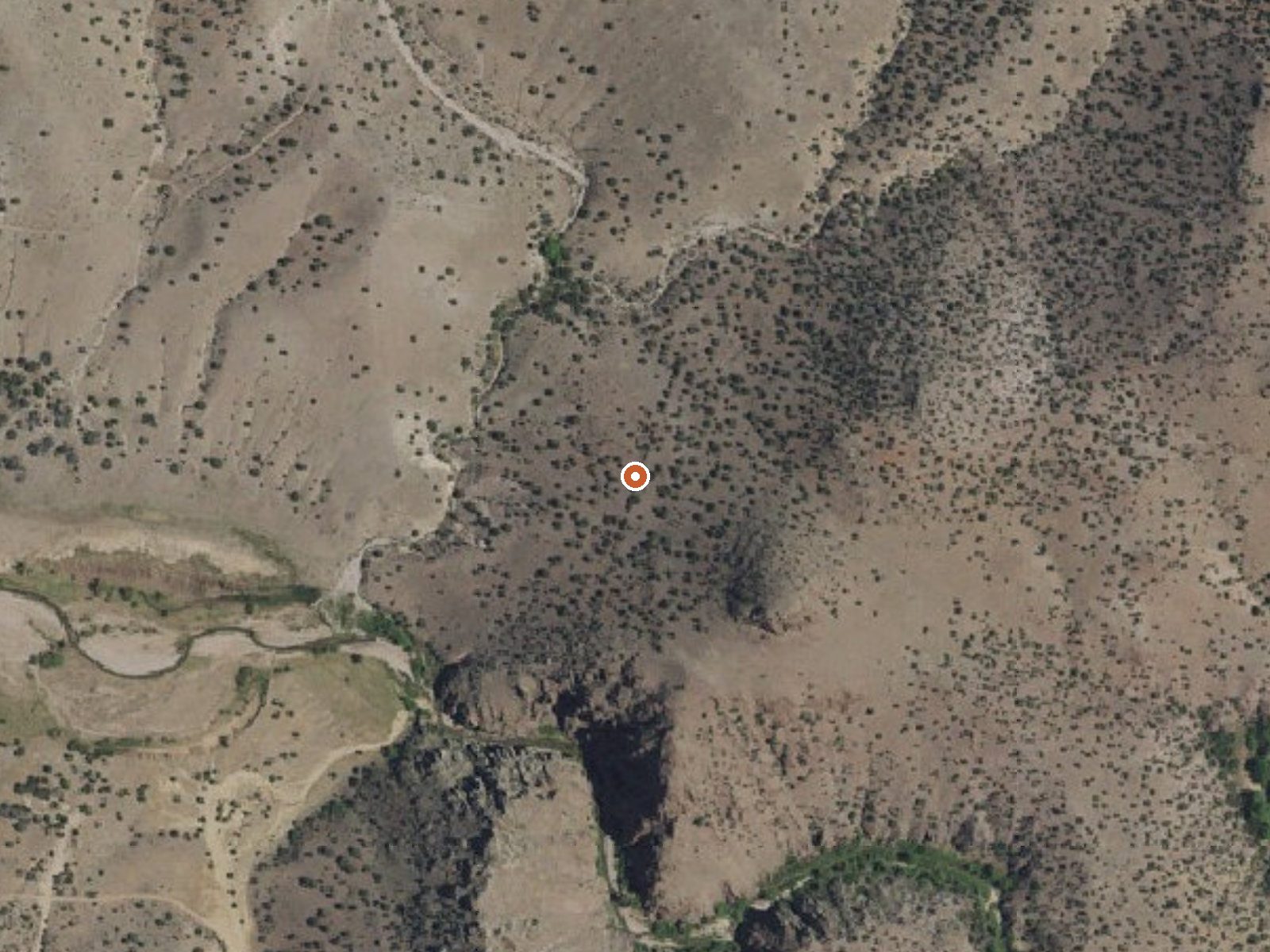 Aerial view of the ground around Ojo Caliente