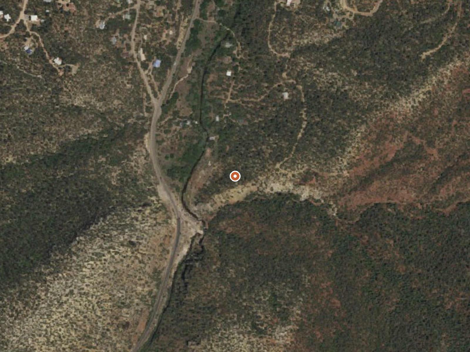 Aerial view of the ground around Soda Dam Hot Springs