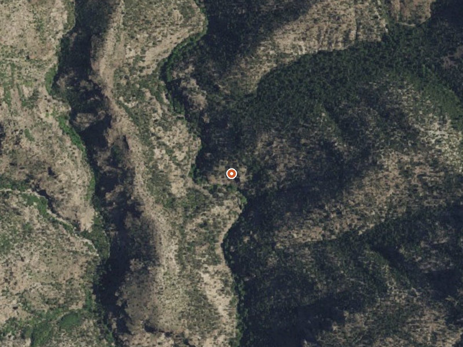 Aerial view of the ground around Turkey Creek Hot Spring
