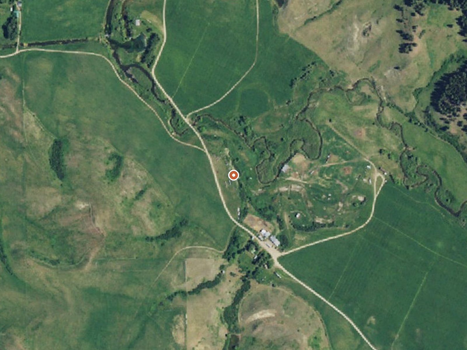 Aerial view of the ground around Brooks Warm Spring