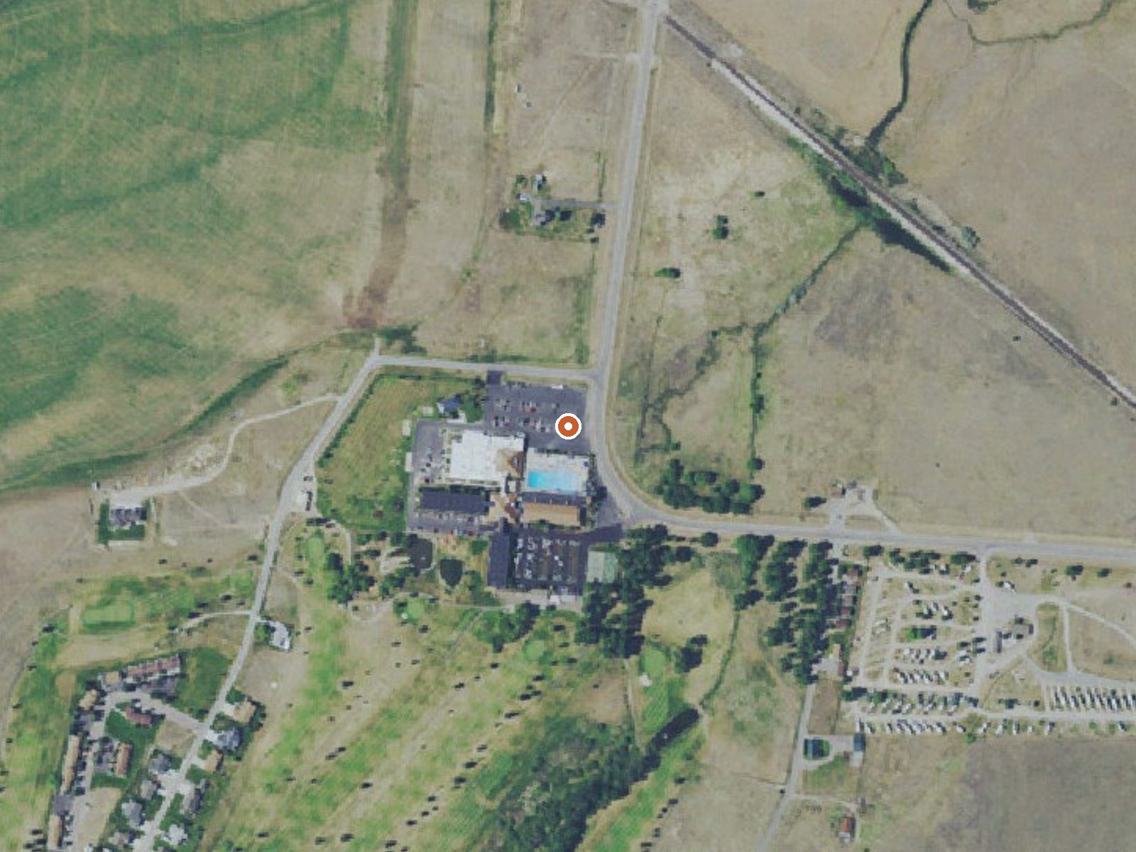 Aerial view of the ground around Gregson Hot Springs
