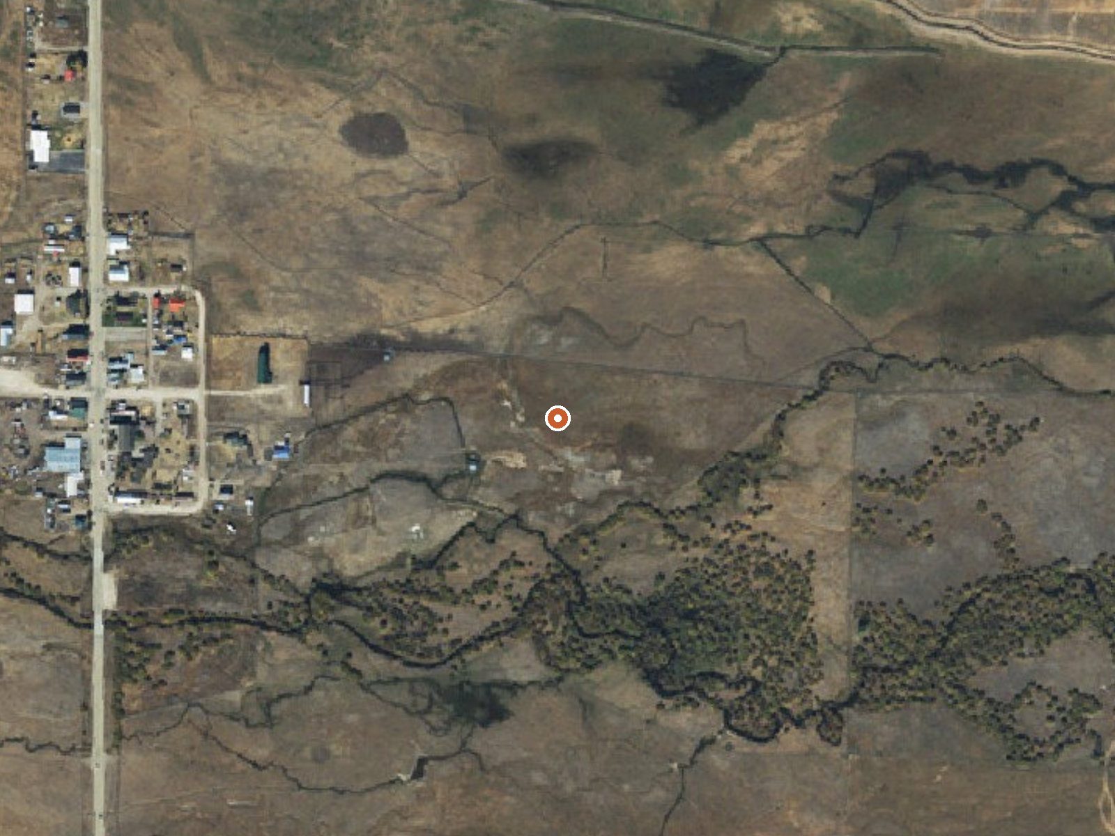 Aerial view of the ground around Jardine Hot Spring