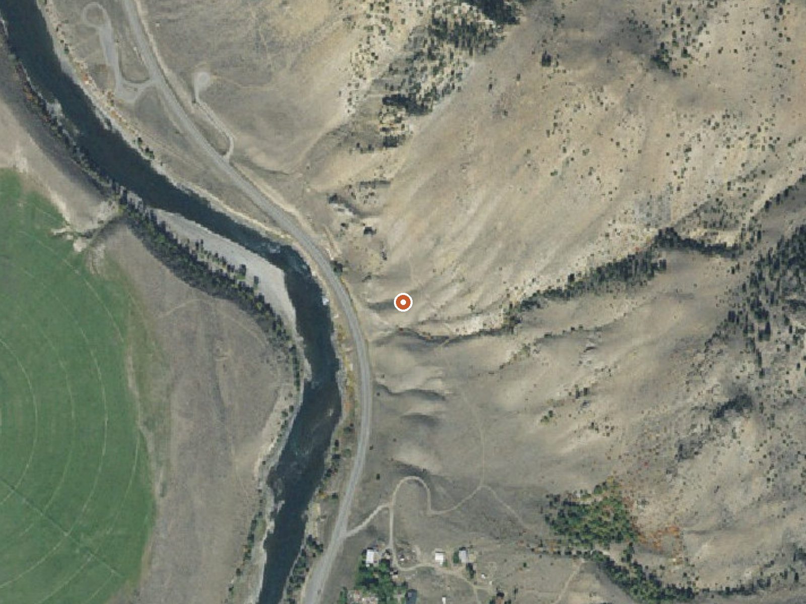 Aerial view of the ground around Laduke (Corwin) Hot Spring
