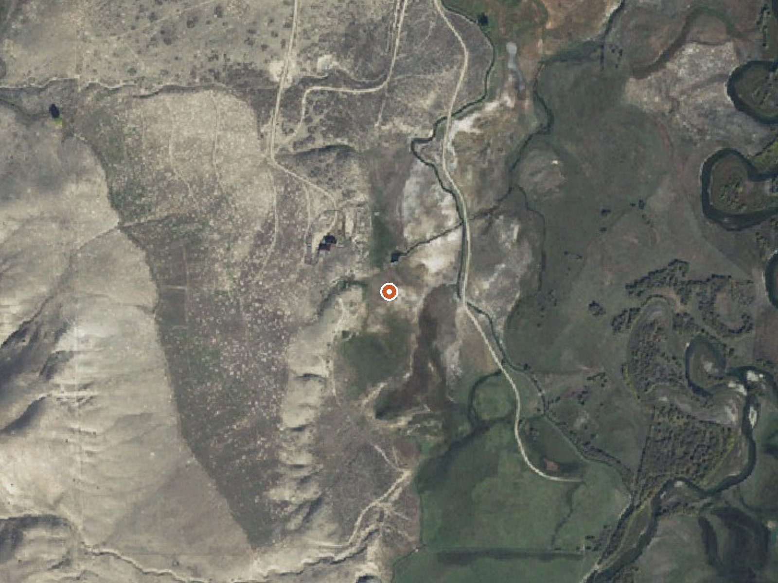 Aerial view of the ground around Puller Hot Springs