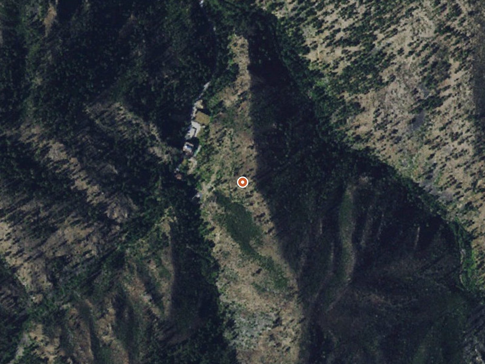 Aerial view of the ground around Sleeping Child Hot Springs