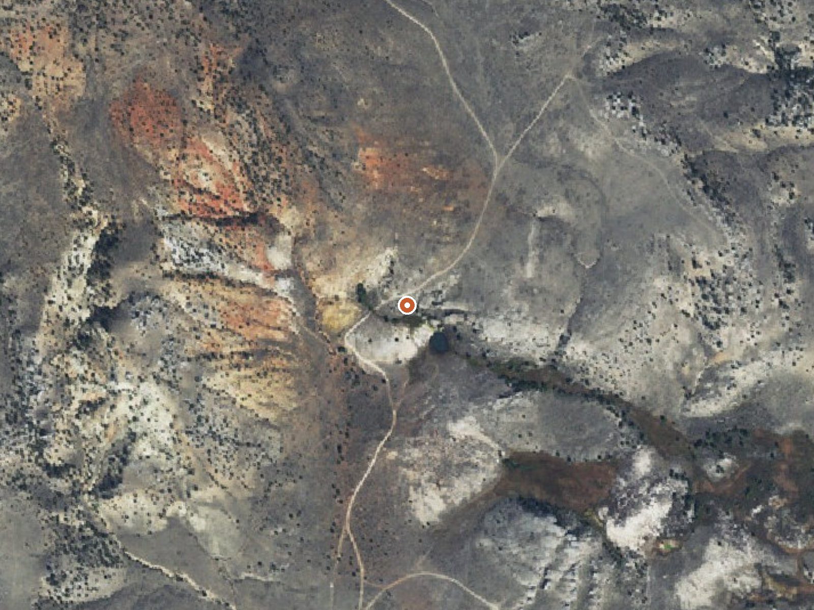 Aerial view of the ground around Trudau Warm Springs