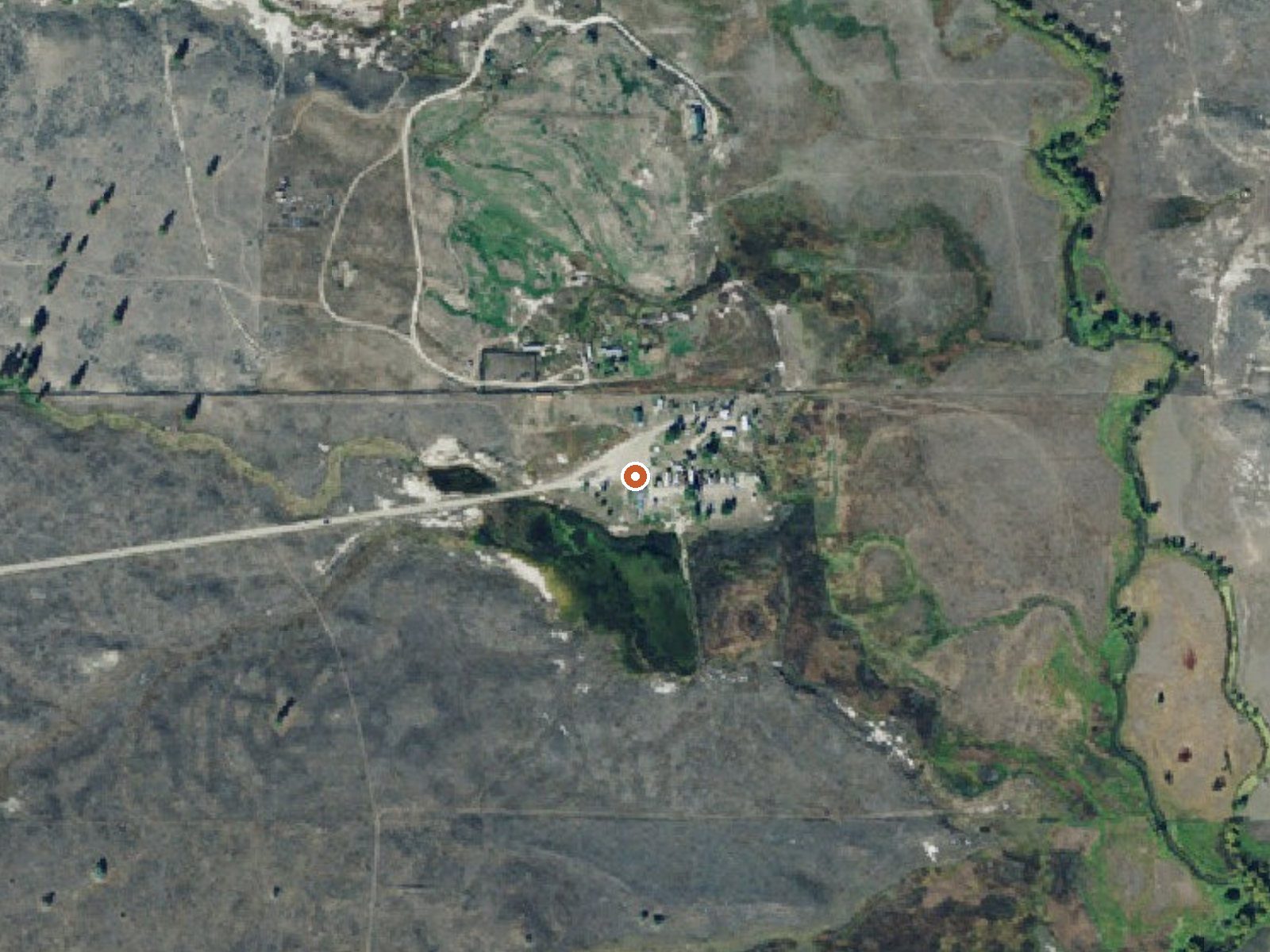 Aerial view of the ground around Wild Horse Hot Springs