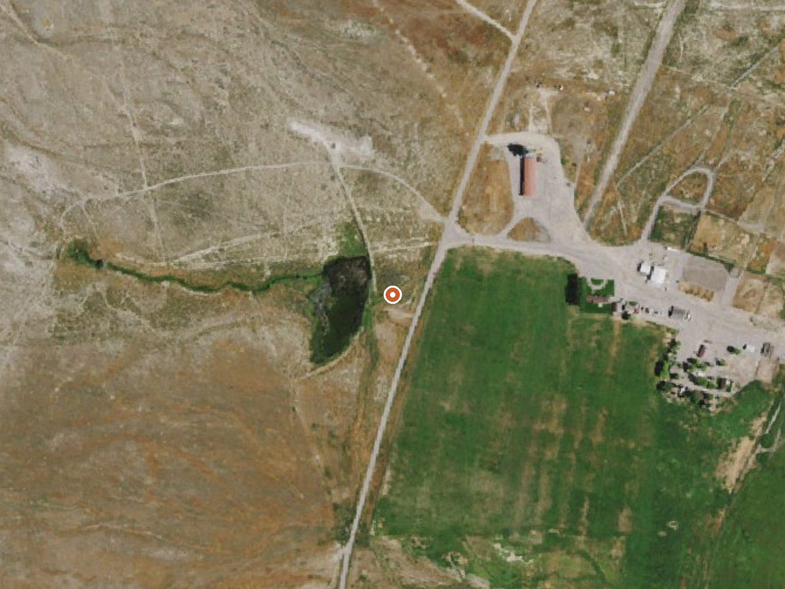 Aerial view of the ground around Gamble Spring