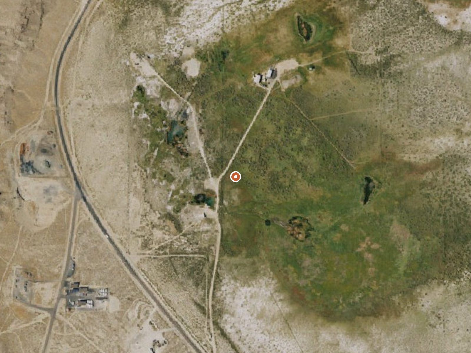 Aerial view of the ground around Great Boiling Spring (Gerlach)