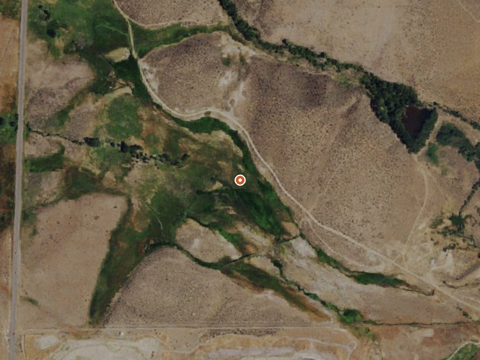 Aerial view of the ground around Hobo Hot Springs