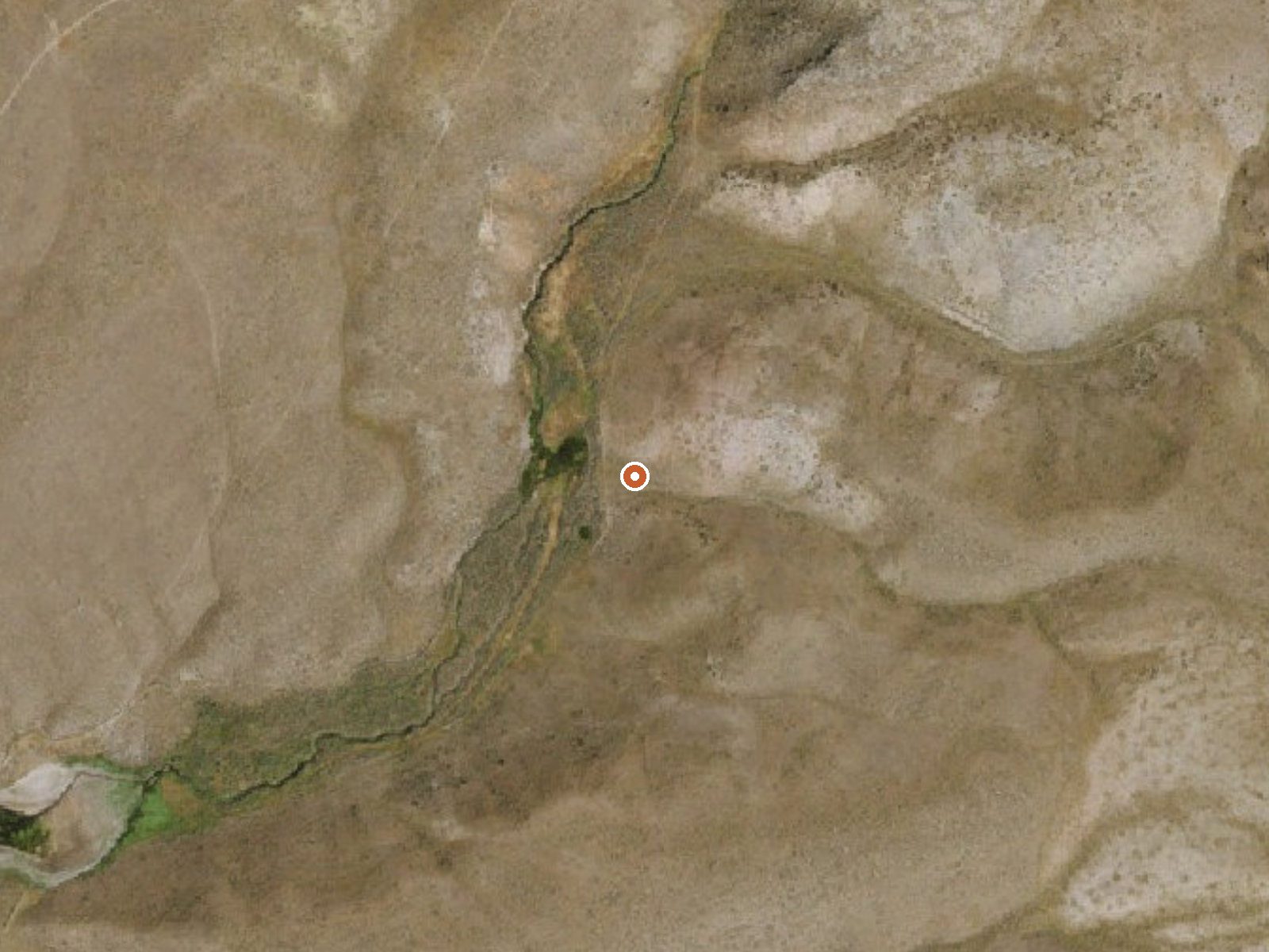 Aerial view of the ground around Hot Creek Springs