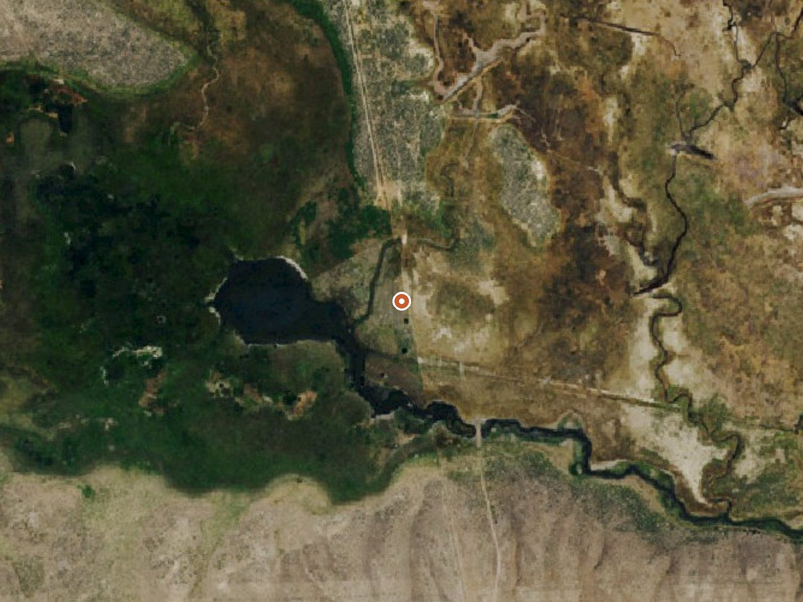 Aerial view of the ground around Hot Lake
