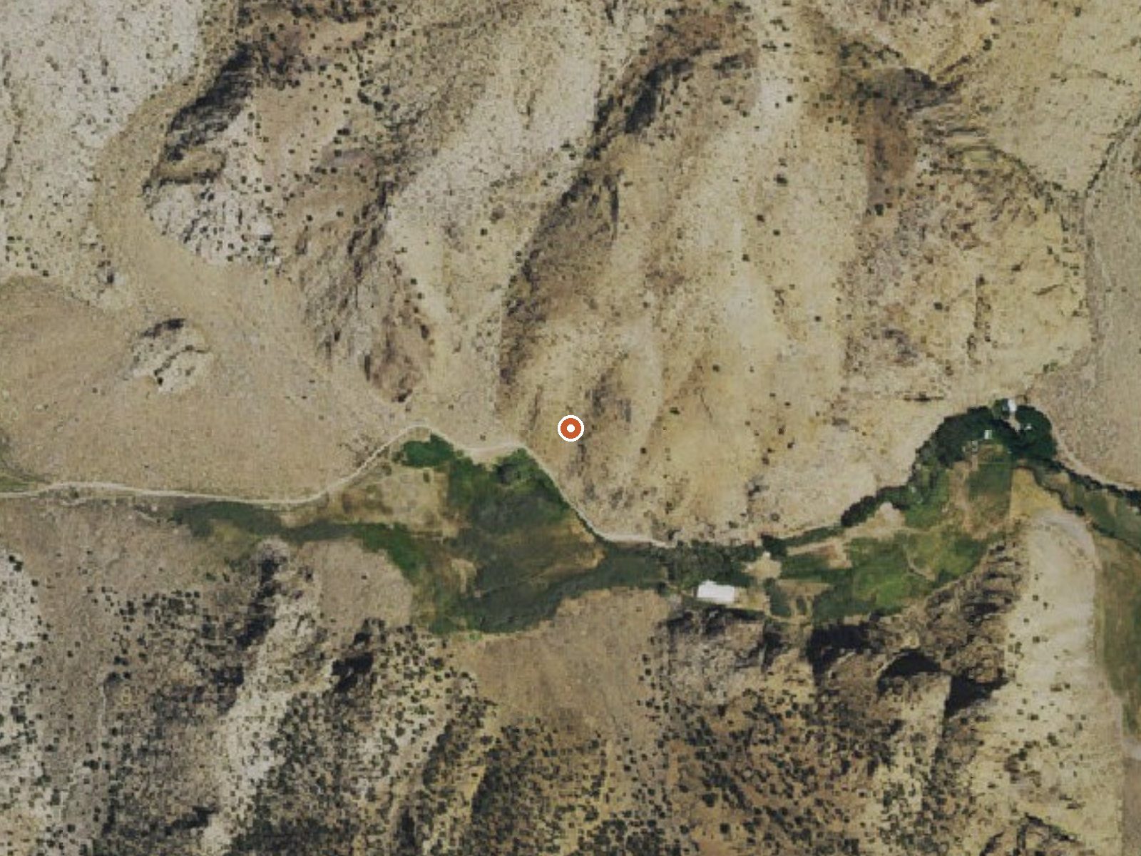 Aerial view of the ground around Old Dugan Ranch Hot Springs