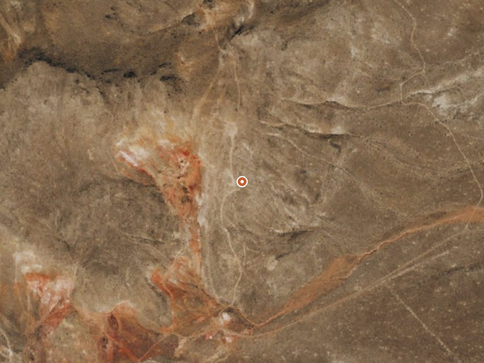 Aerial view of the ground around Painted Hills Mine