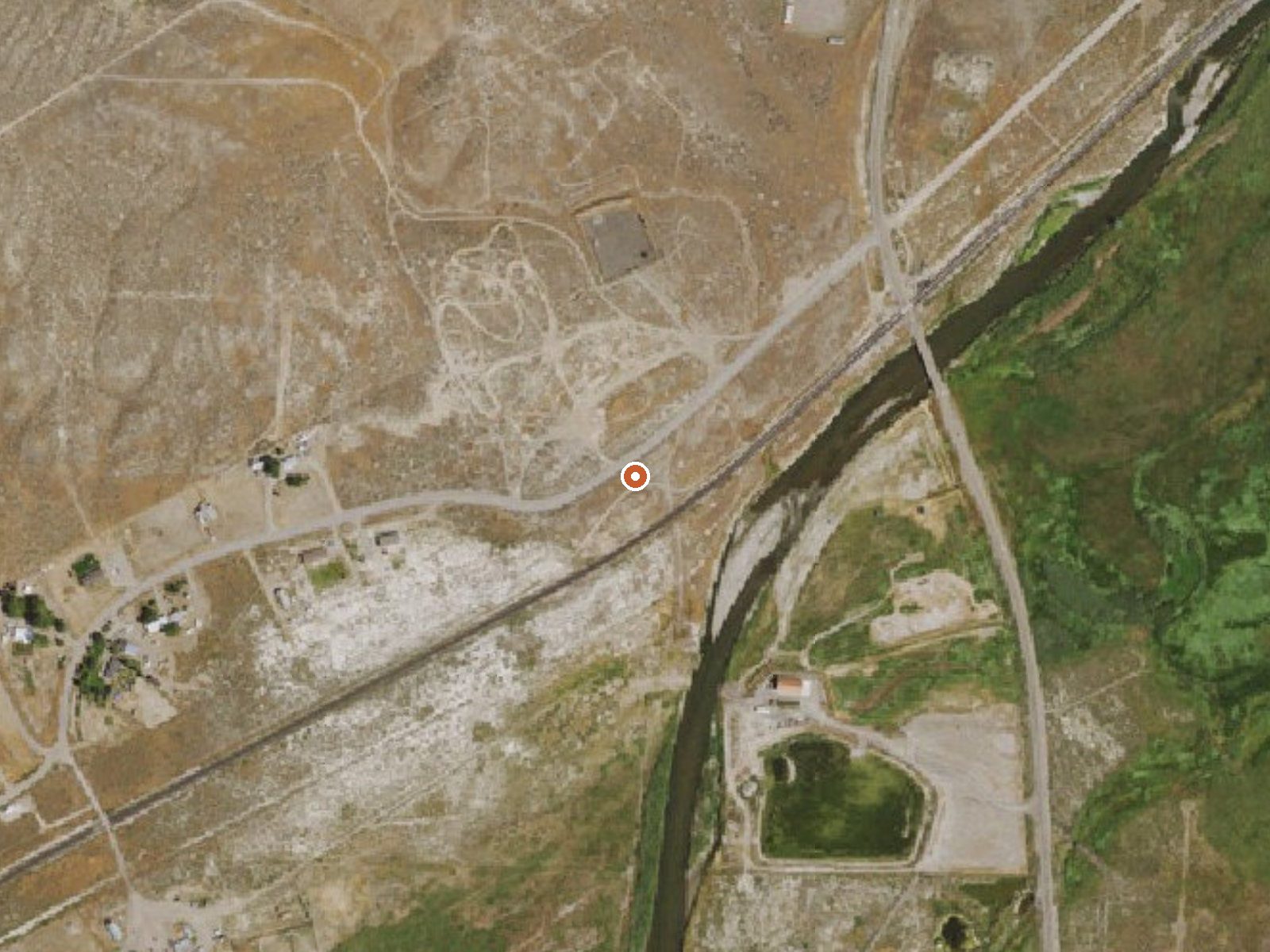 Aerial view of the ground around Hot Springs (Carlin)