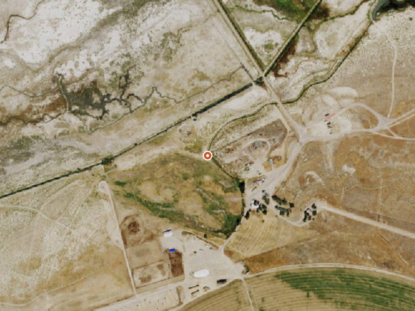 Aerial view of the ground around Hot Springs Ranch Springs