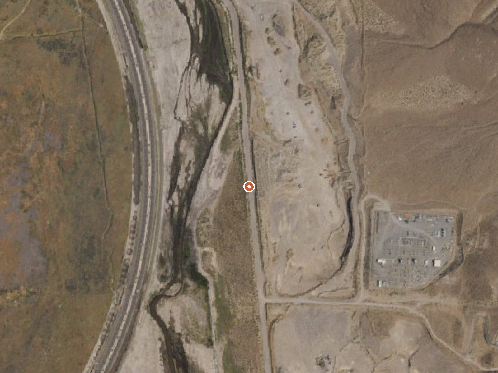 Aerial view of the ground around Huffaker Springs