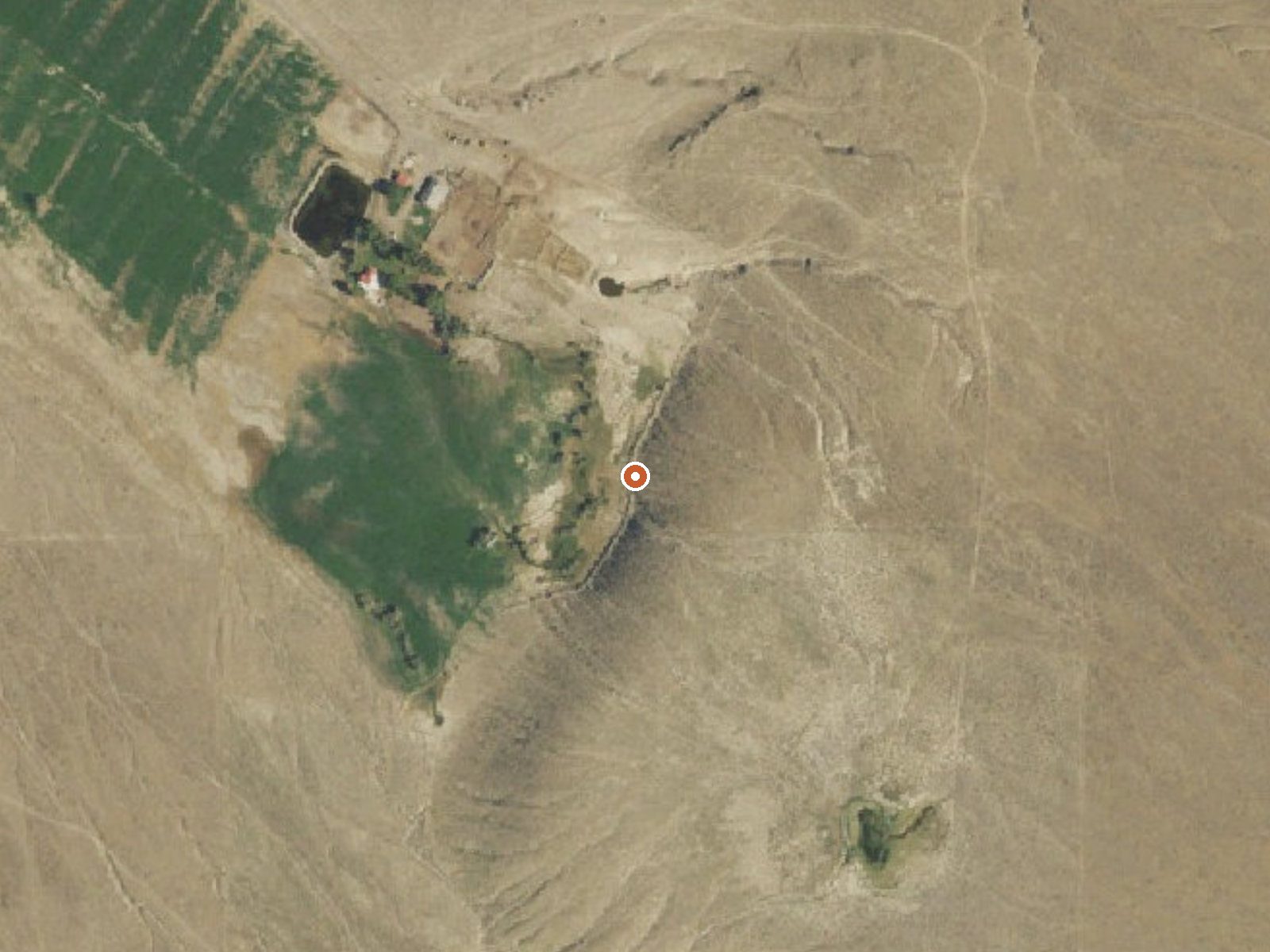 Aerial view of the ground around Lower Ranch Hot Springs