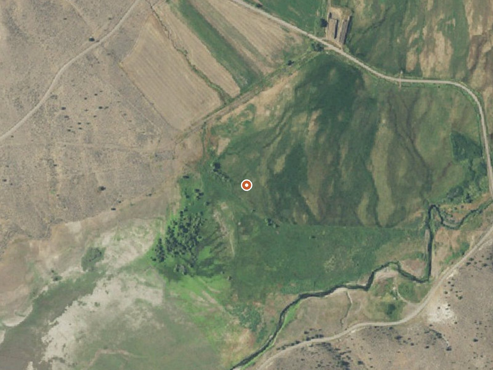 Aerial view of the ground around Beulah Hot Springs