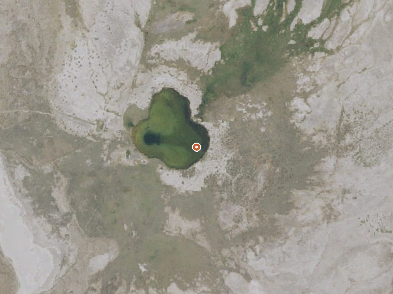 Aerial view of the ground around Borax Lake (Hot Lake)