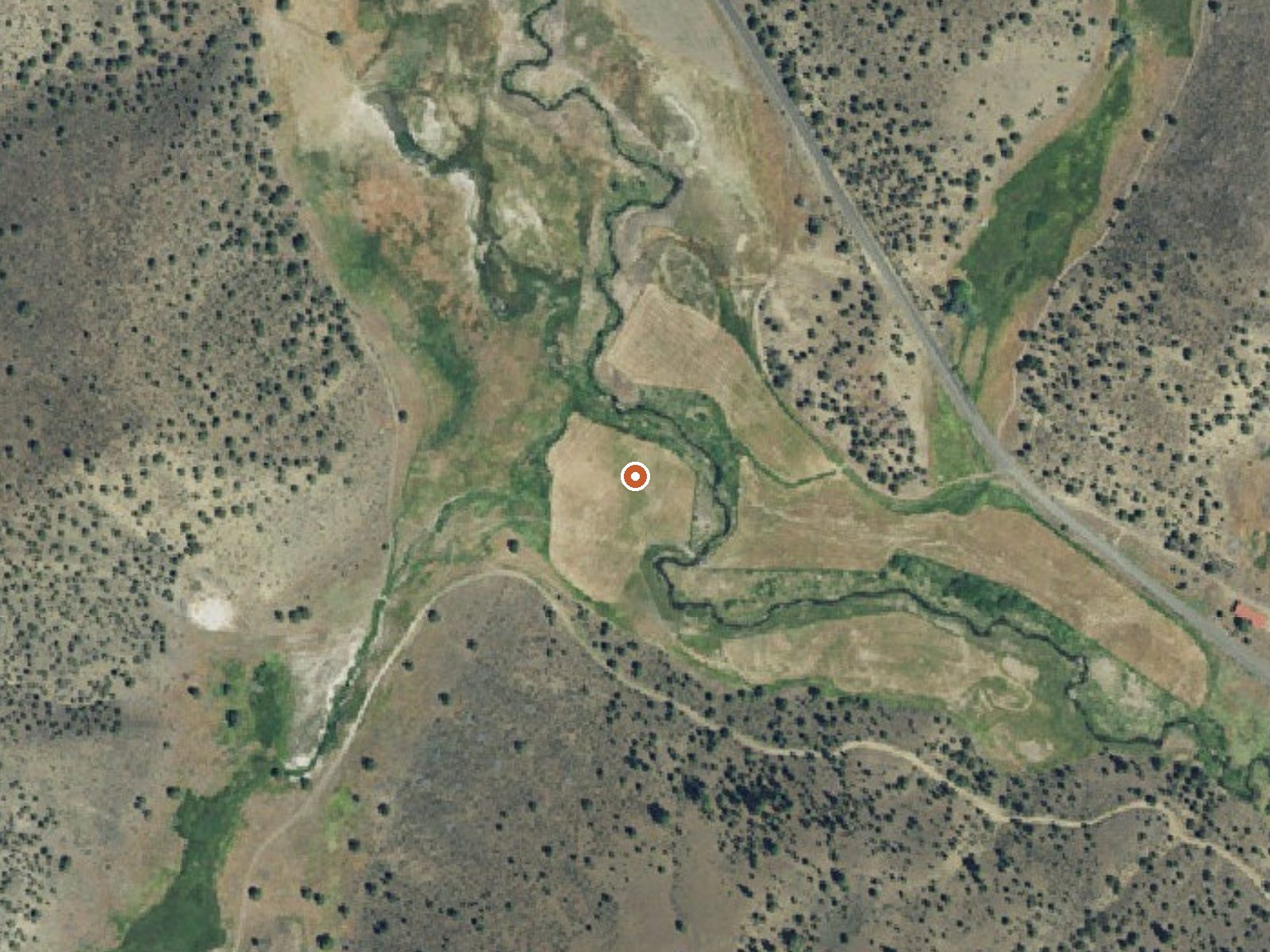 Aerial view of the ground around Brisbois Ranch Springs