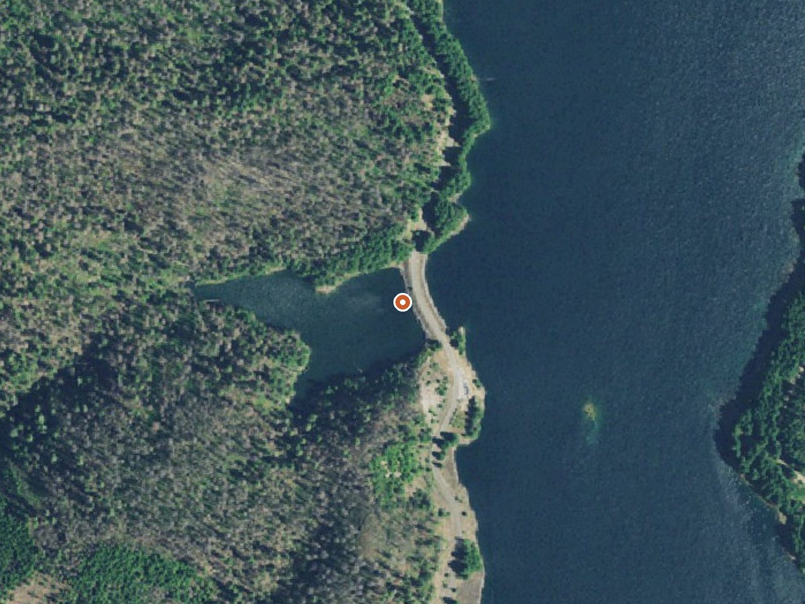 Aerial view of the ground around Cougar Reservoir Hot Springs