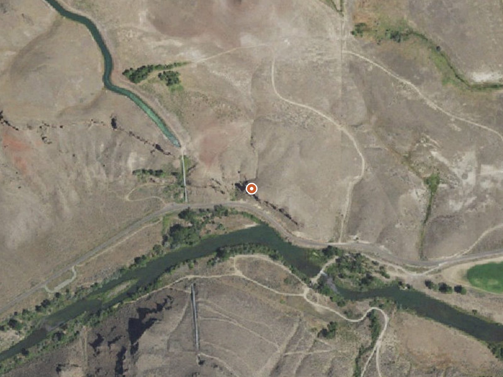 Aerial view of the ground around Deer Butte Hot Spring