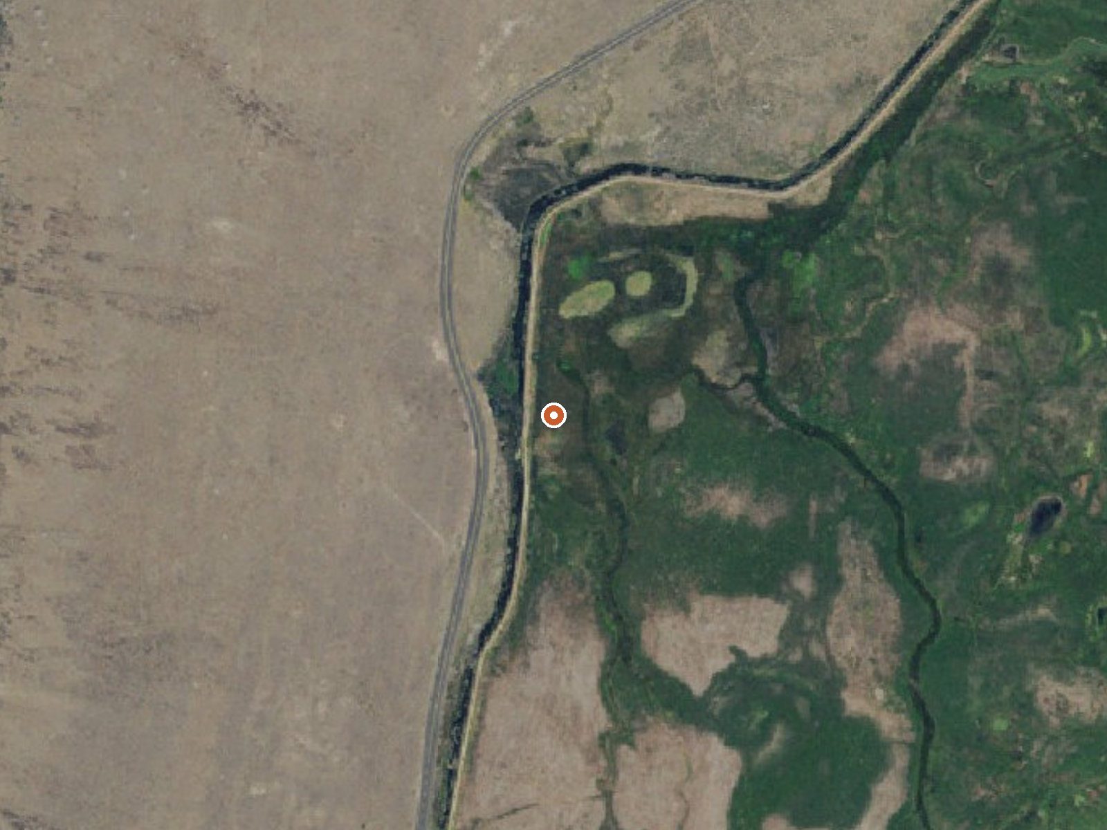 Aerial view of the ground around Fivemile Spring (Hoghouse Hot Sprs)