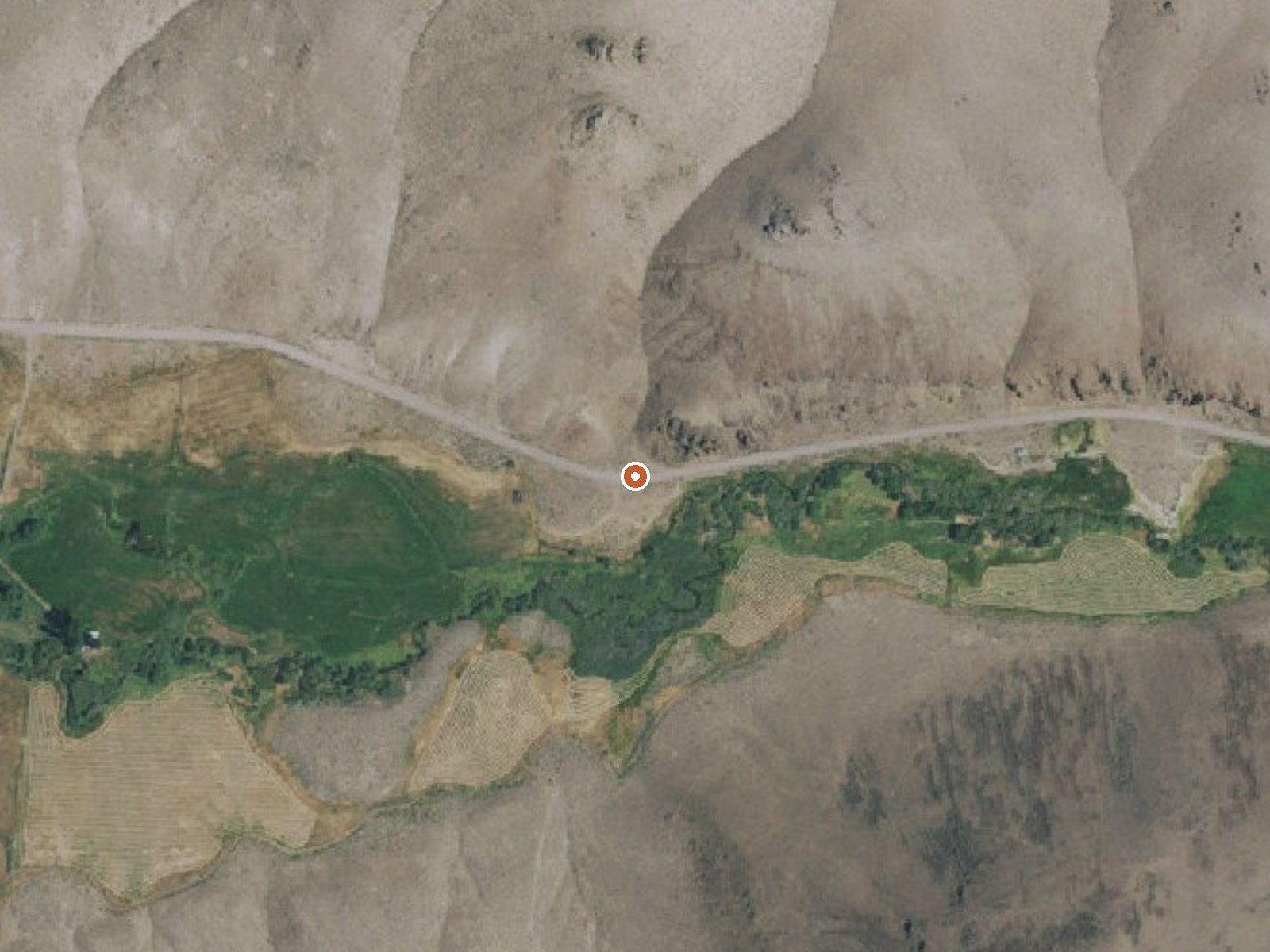 Aerial view of the ground around Flagstaff Butte Hot Spring