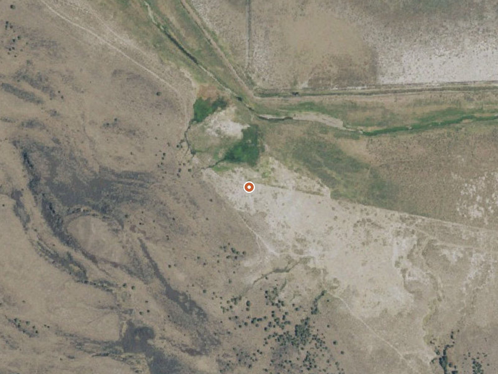 Aerial view of the ground around Hallinan Spring