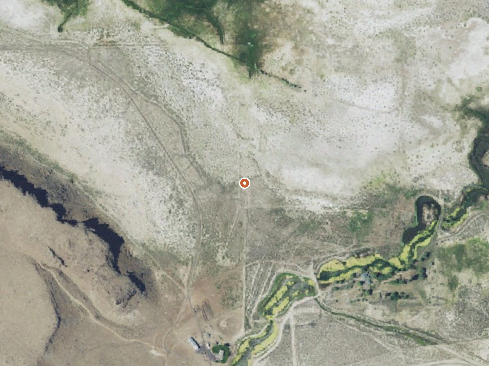 Aerial view of the ground around Hughet Spring