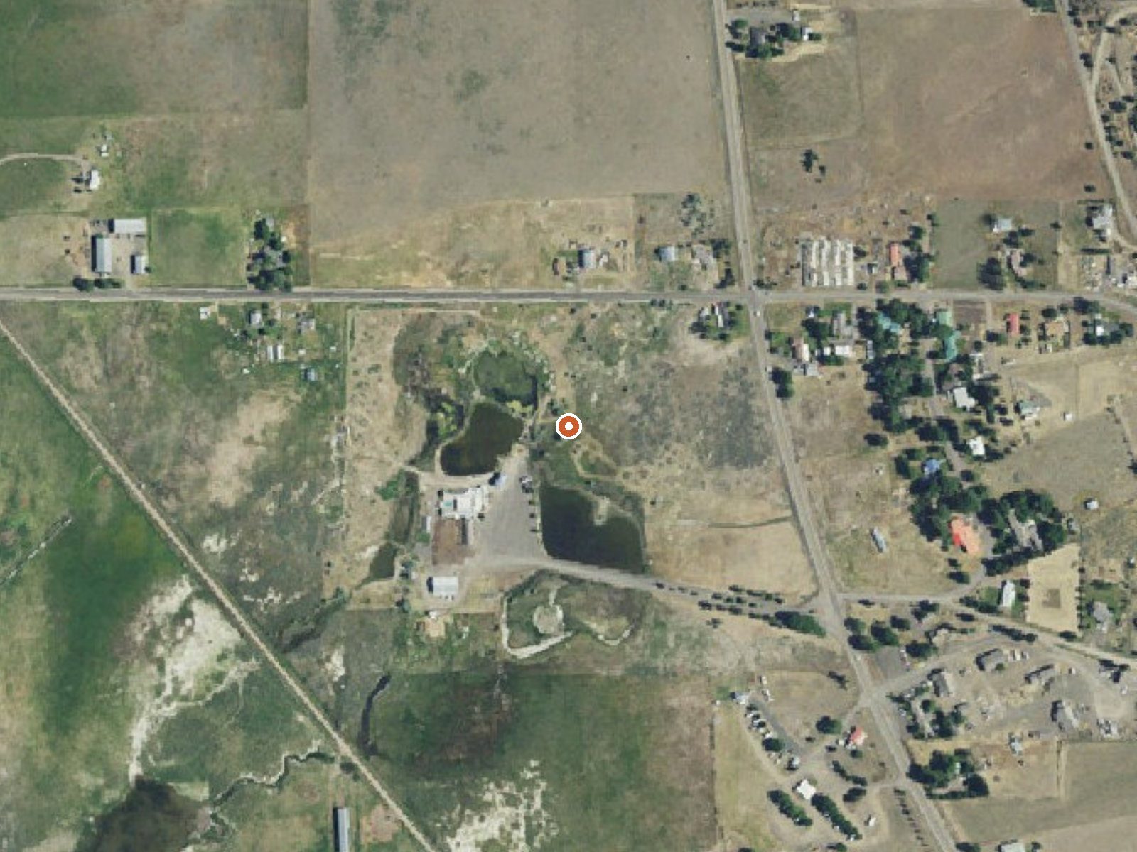Aerial view of the ground around Hunters Hot Springs