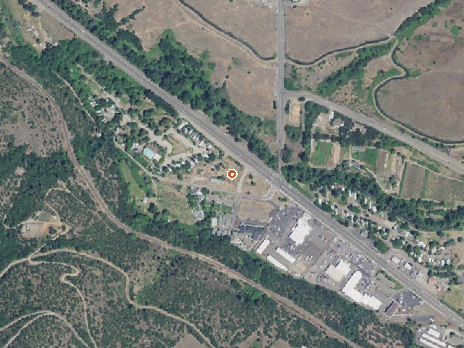 Aerial view of the ground around Jackson Hot Springs