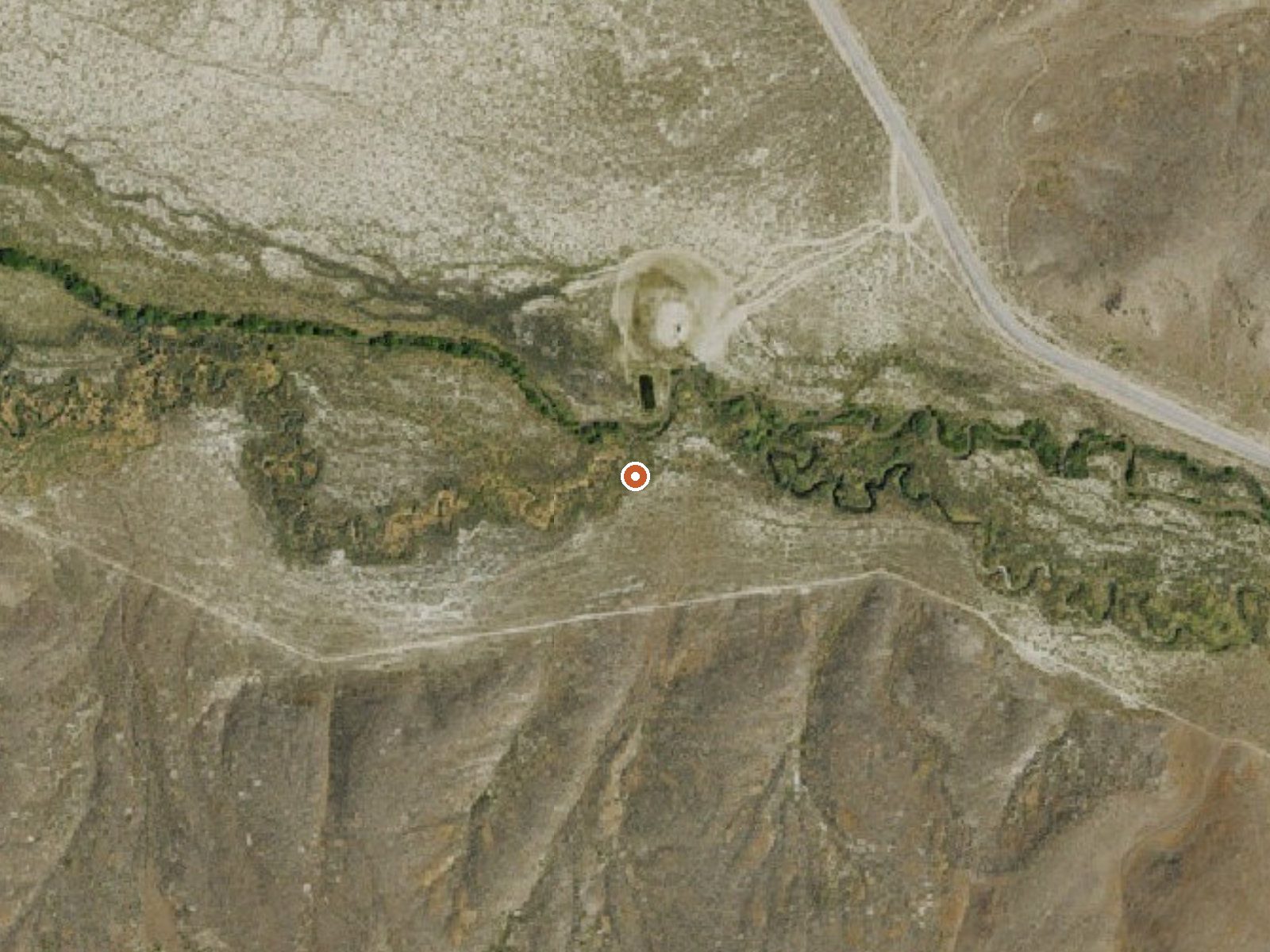 Aerial view of the ground around The Hot Springs