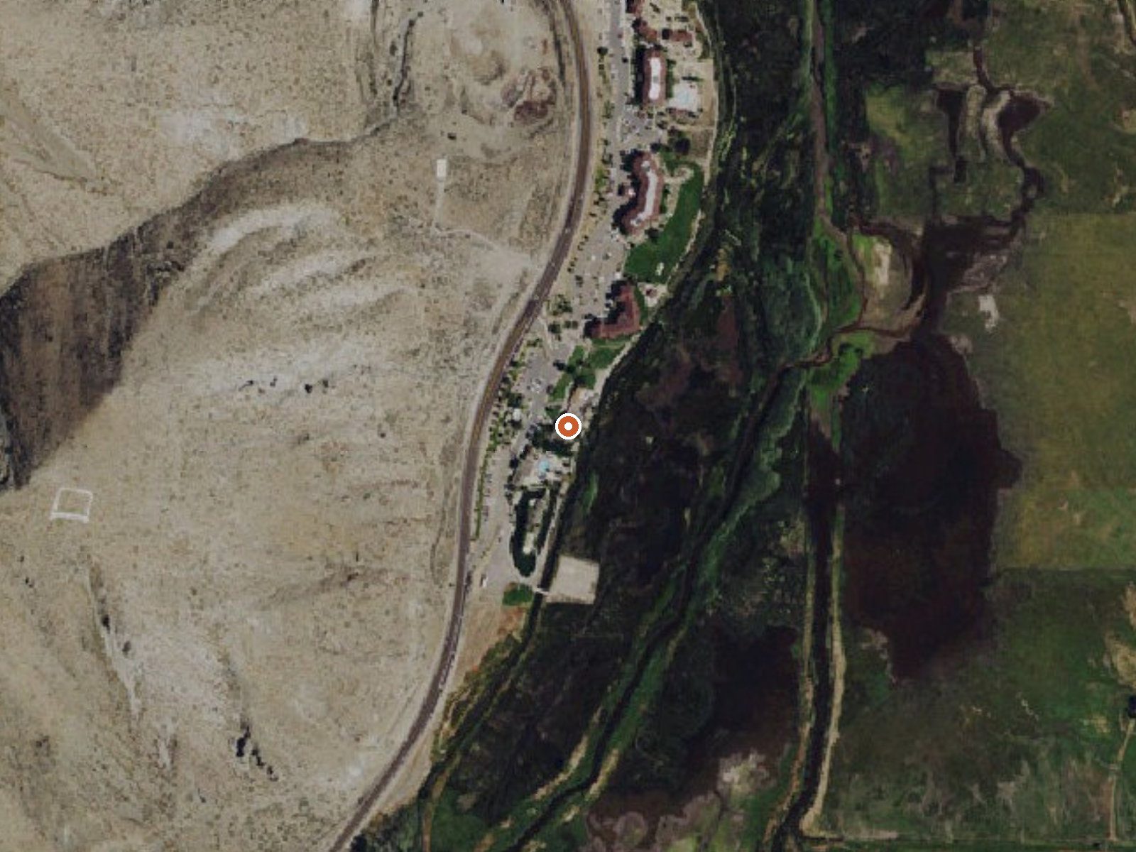 Aerial view of the ground around Walleys Hot Springs